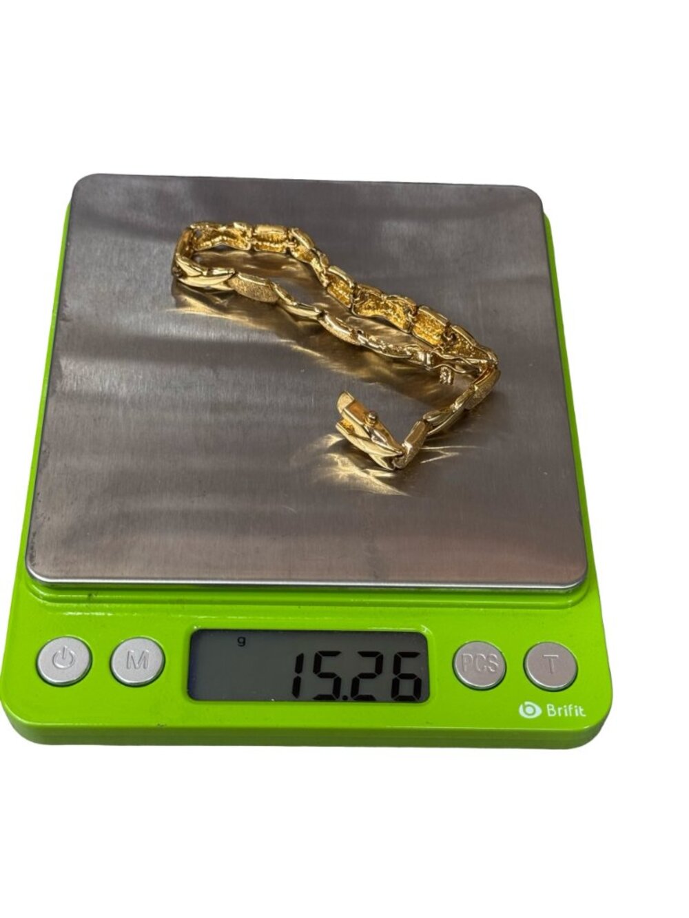 Gold Tone Textured X-Link Women's Bracelet - Picture 6 of 8